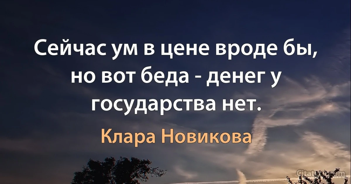 Сейчас ум в цене вроде бы, но вот беда - денег у государства нет. (Клара Новикова)