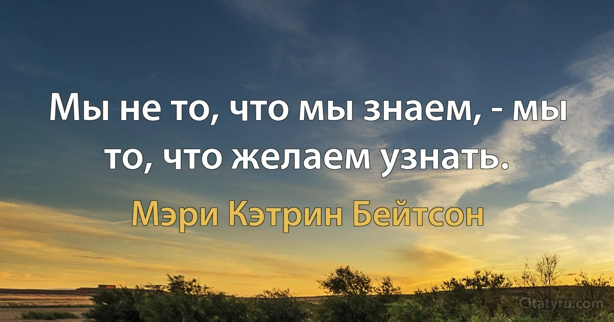 Мы не то, что мы знаем, - мы то, что желаем узнать. (Мэри Кэтрин Бейтсон)