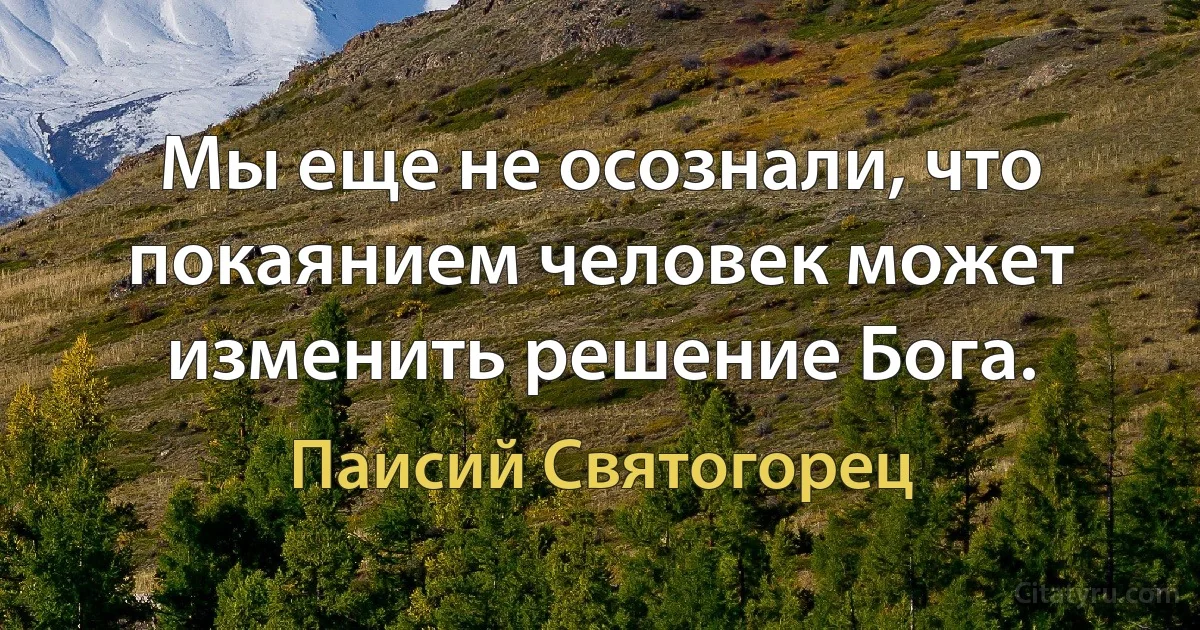 Мы еще не осознали, что покаянием человек может изменить решение Бога. (Паисий Святогорец)