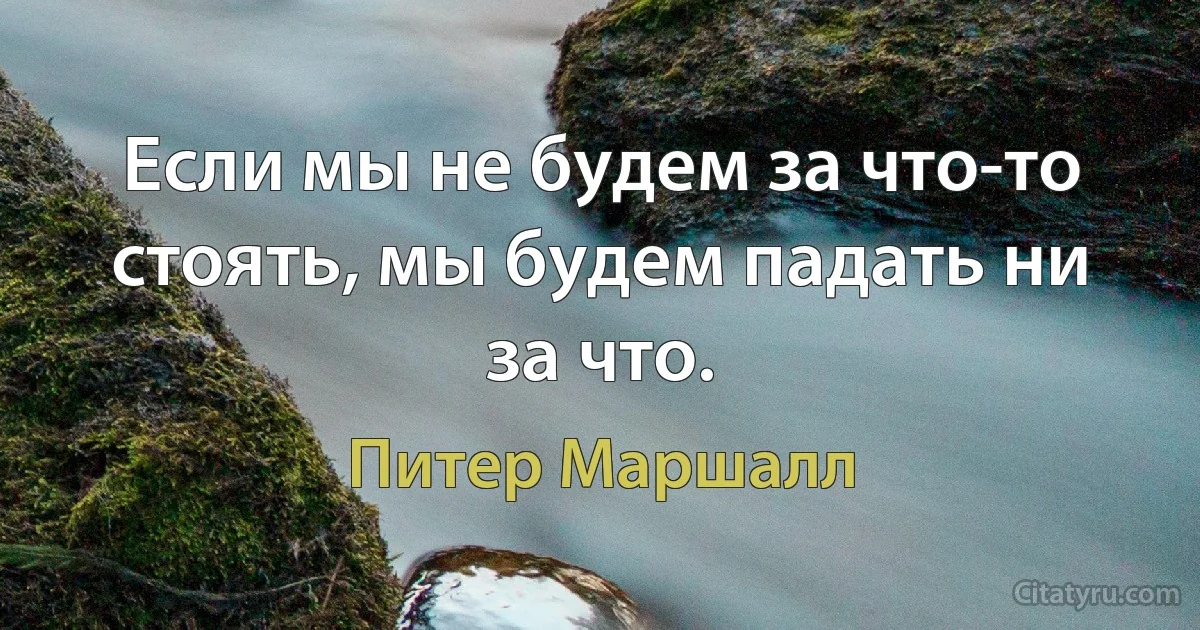 Если мы не будем за что-то стоять, мы будем падать ни за что. (Питер Маршалл)