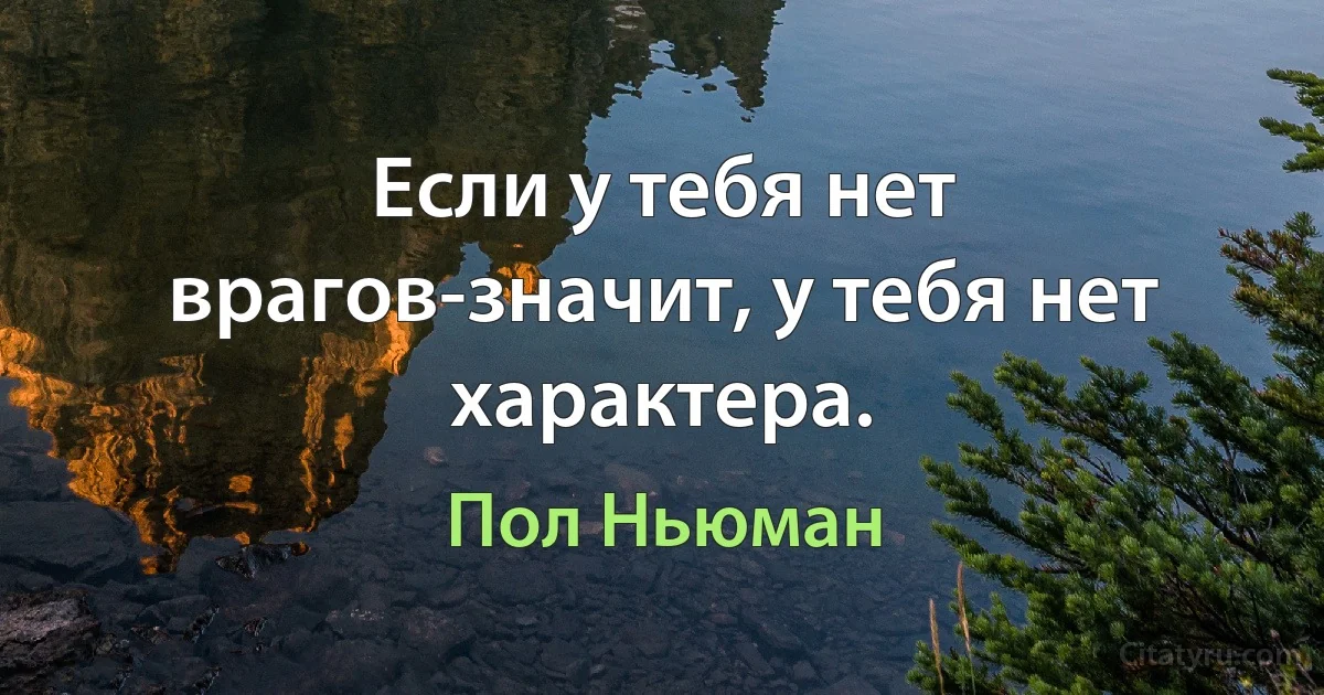 Если у тебя нет врагов-значит, у тебя нет характера. (Пол Ньюман)