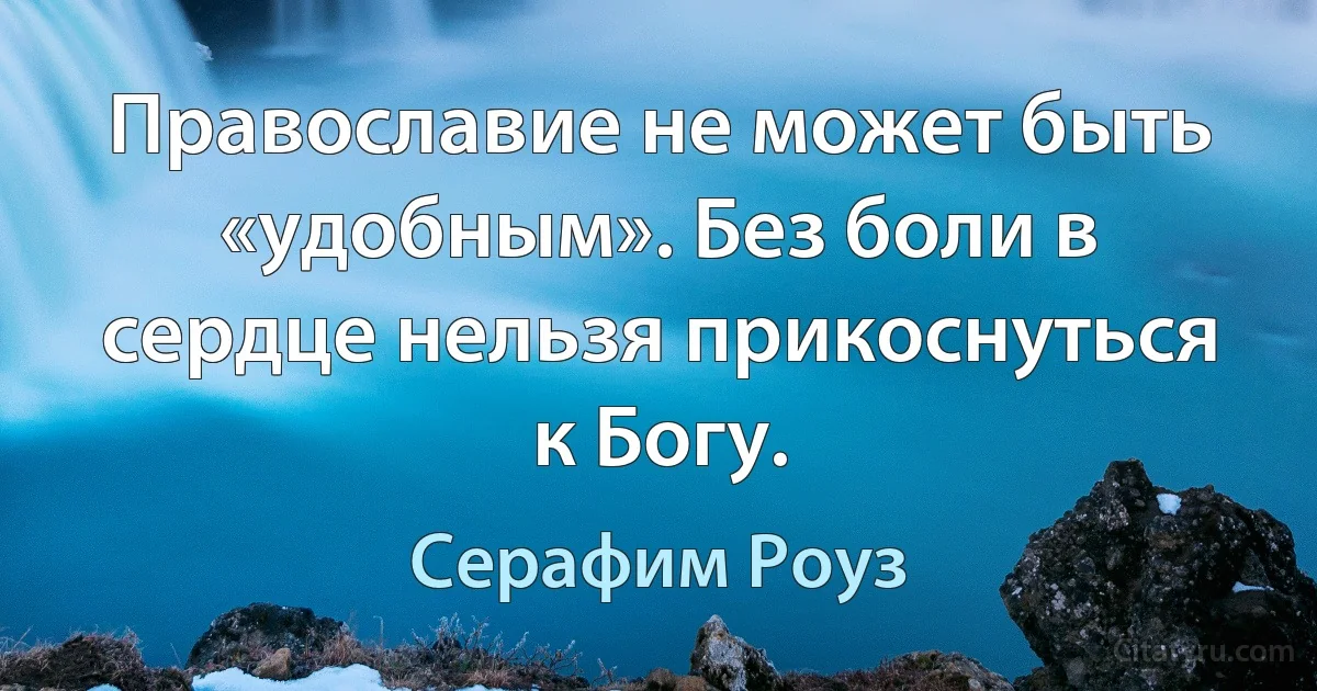Православие не может быть «удобным». Без боли в сердце нельзя прикоснуться к Богу. (Серафим Роуз)