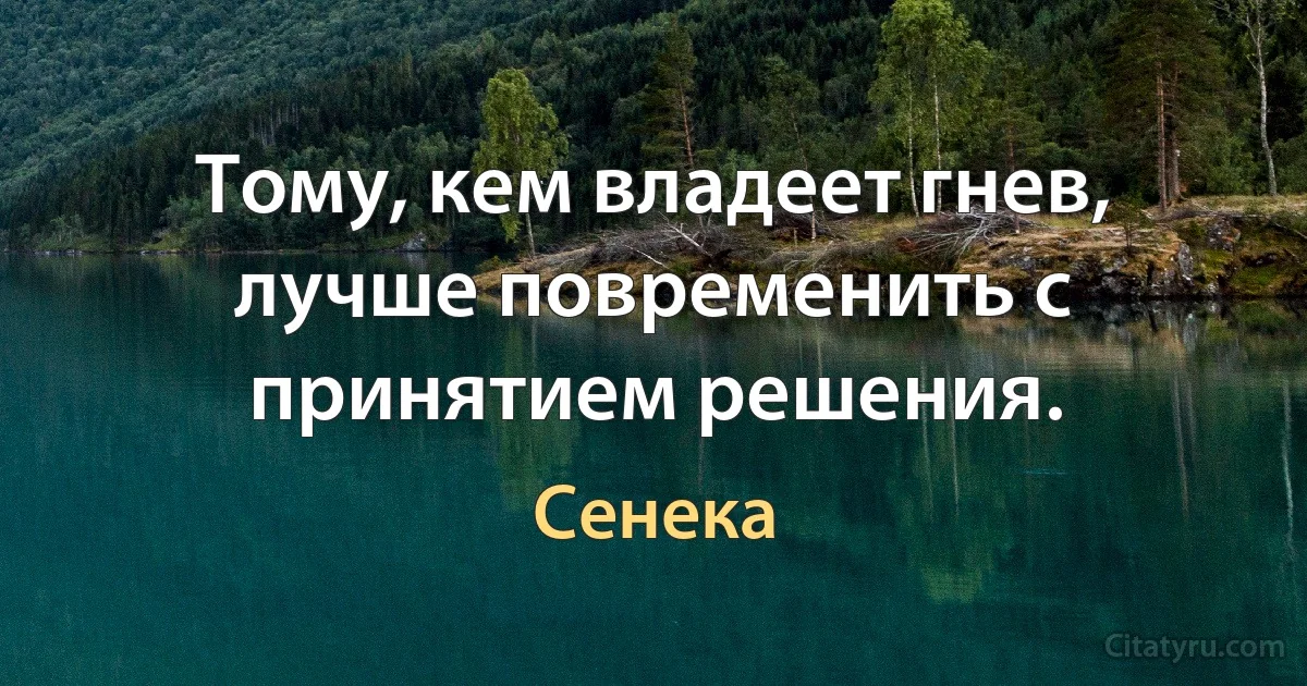 Тому, кем владеет гнев, лучше повременить с принятием решения. (Сенека)