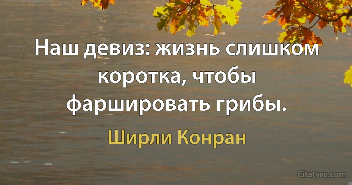 Наш девиз: жизнь слишком коротка, чтобы фаршировать грибы. (Ширли Конран)