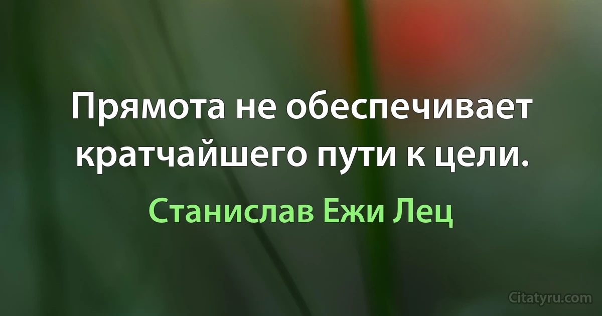 Прямота не обеспечивает кратчайшего пути к цели. (Станислав Ежи Лец)