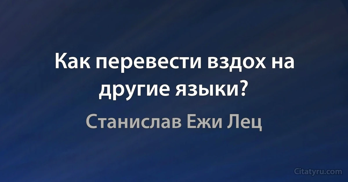 Как перевести вздох на другие языки? (Станислав Ежи Лец)