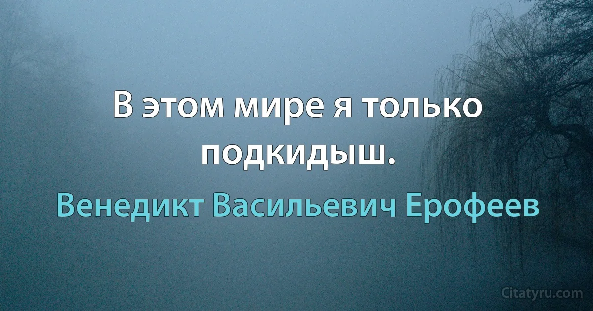 В этом мире я только подкидыш. (Венедикт Васильевич Ерофеев)